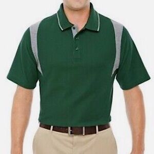 Devon & Jones polo shirt Mens Sporty Green & Grey Heather Active Golf Polo M NWT
